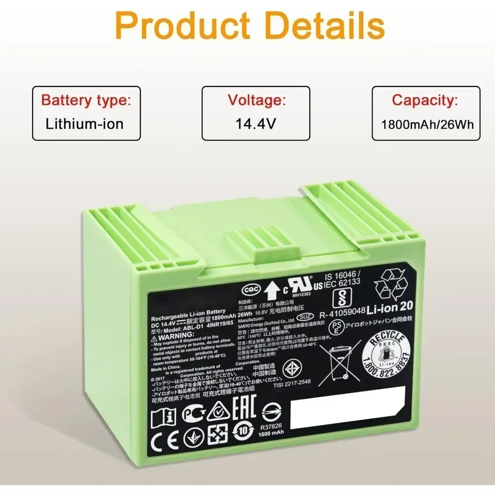 For iRobot Roomba i7 Rechargea - 4S Lipo Battery 14.8V 6000Mah ulasan dan harga